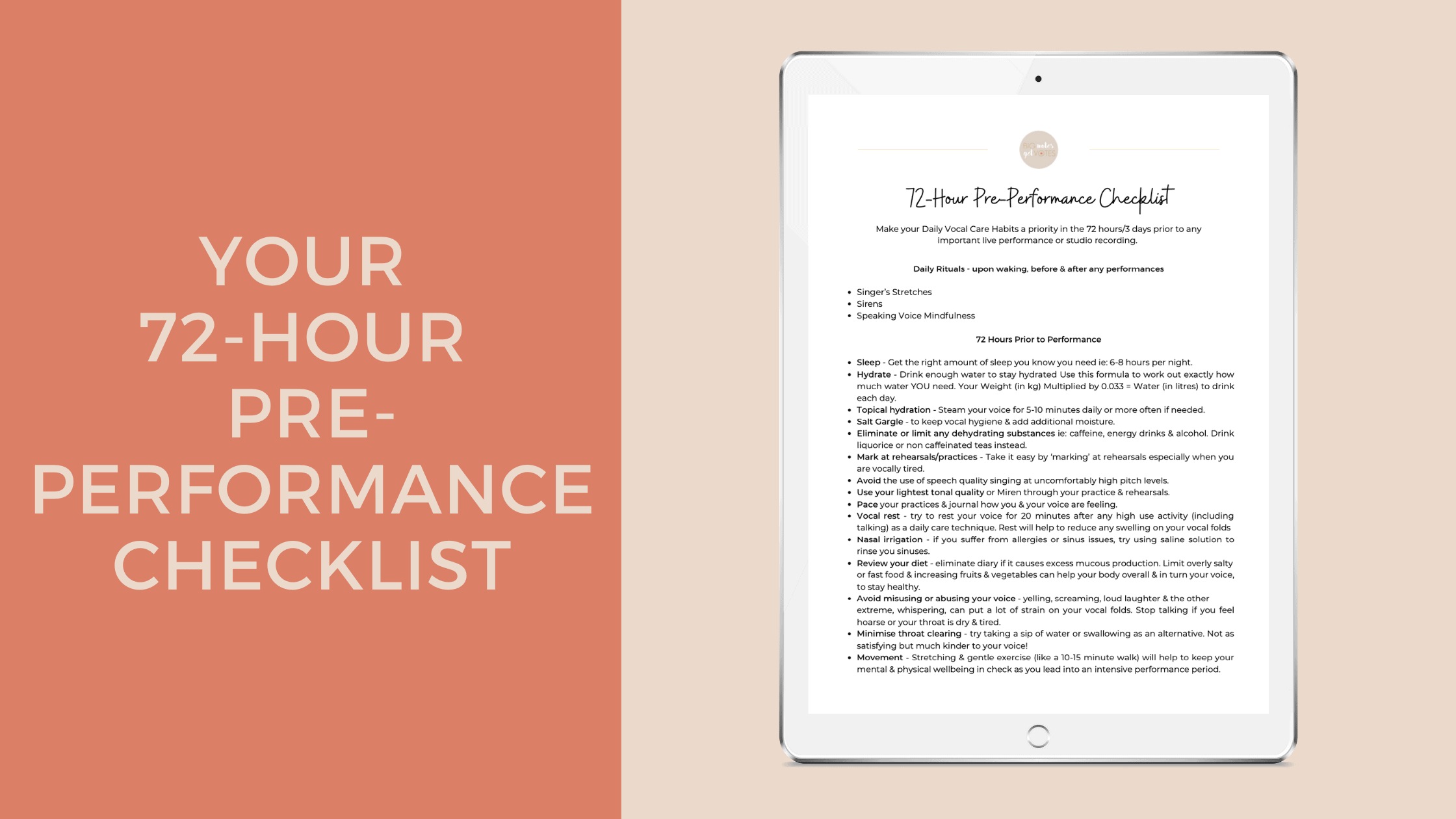 Your 72-Hour Pre-Performance Checklist